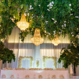 wedding decoration with artificial plants